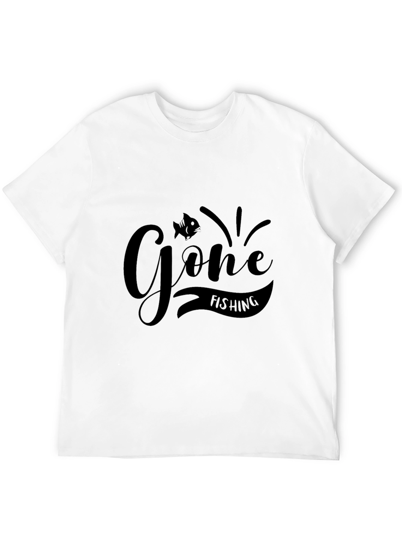 Gone Fishing Black Graphic Tee - Mens Casual Shirt