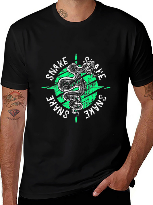 Snake Graphic Print Tee - Mens Black T-Shirt