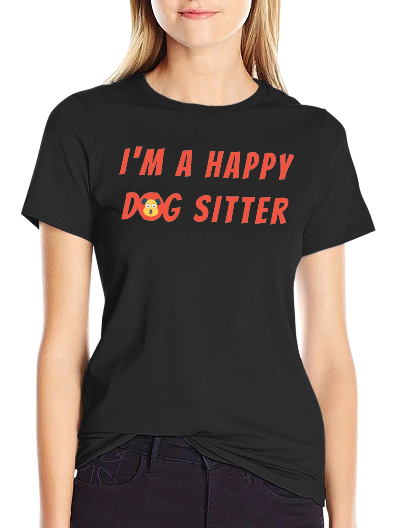 Happy Dog Sitter T-Shirt - Black Cute Design