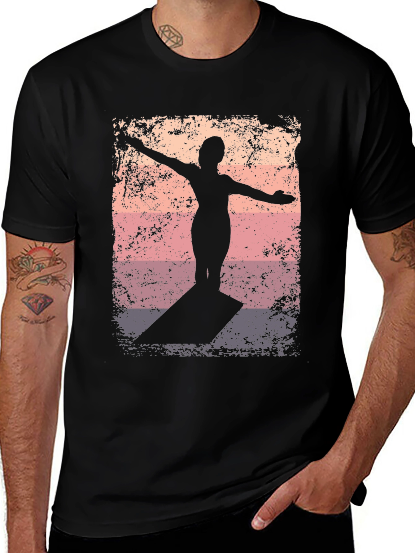 Sunset Diver Graphic Tee - Retro Style