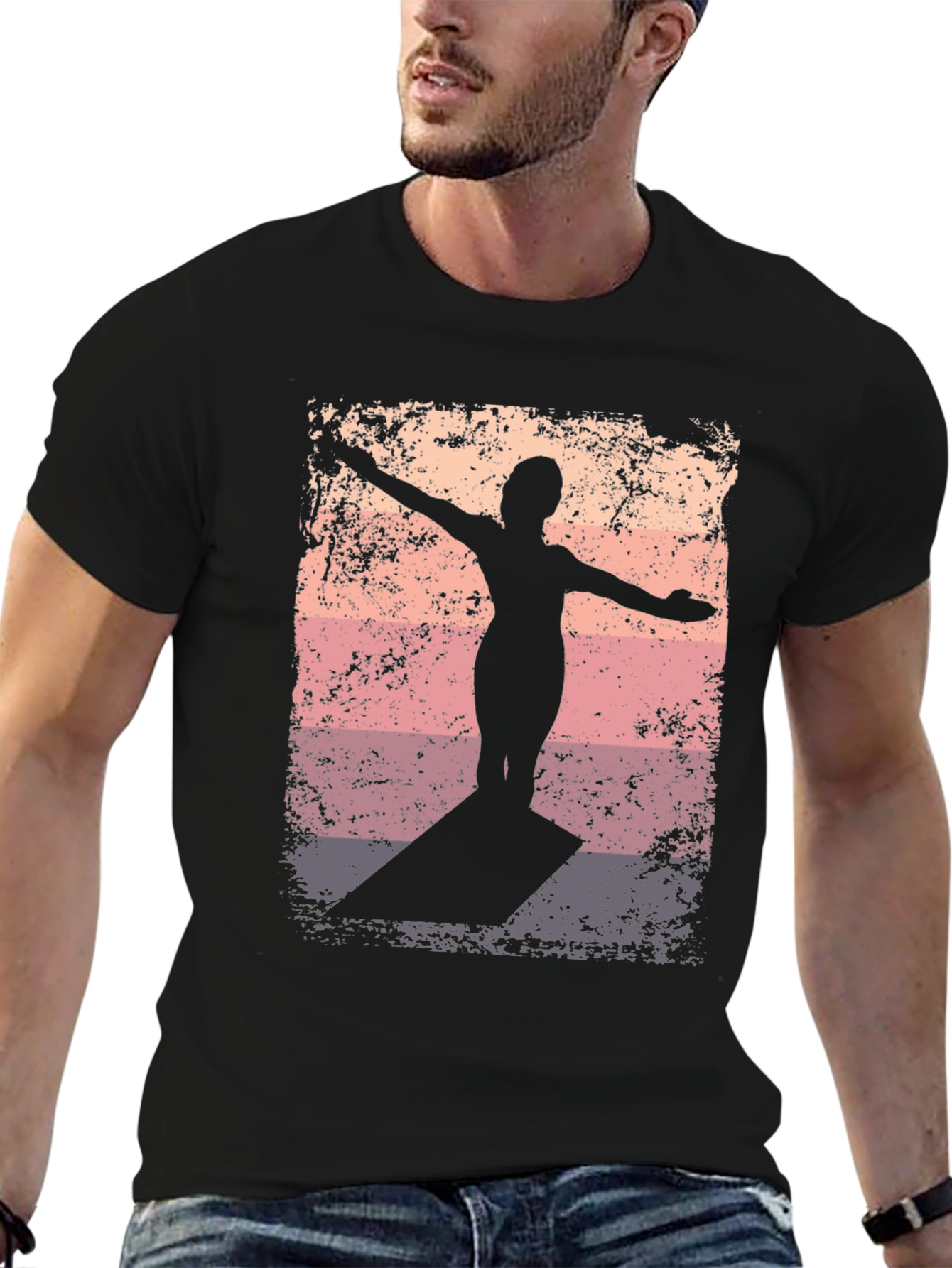 Sunset Diver Graphic Tee - Retro Style