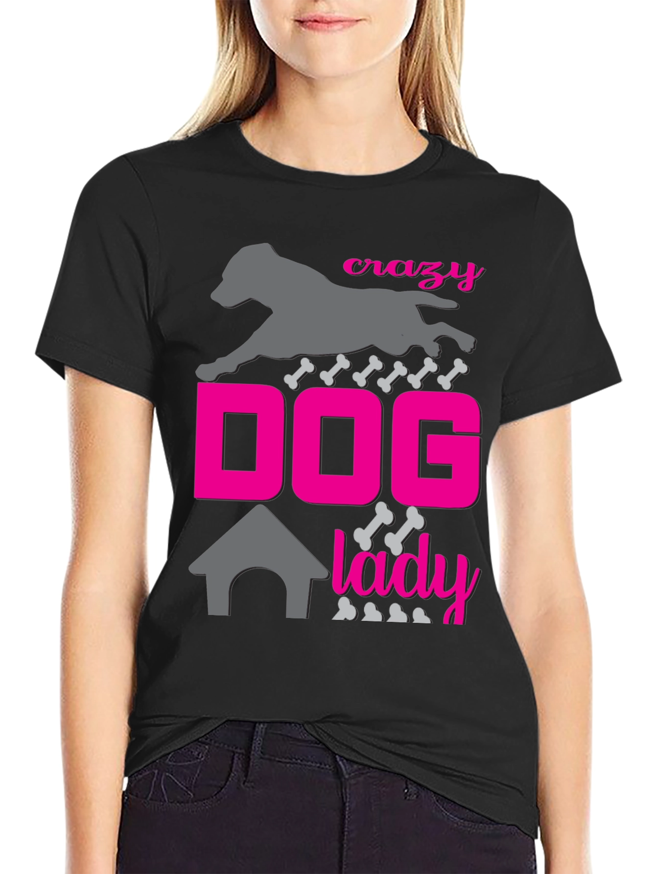 Crazy Dog Lady Graphic Tee - Black