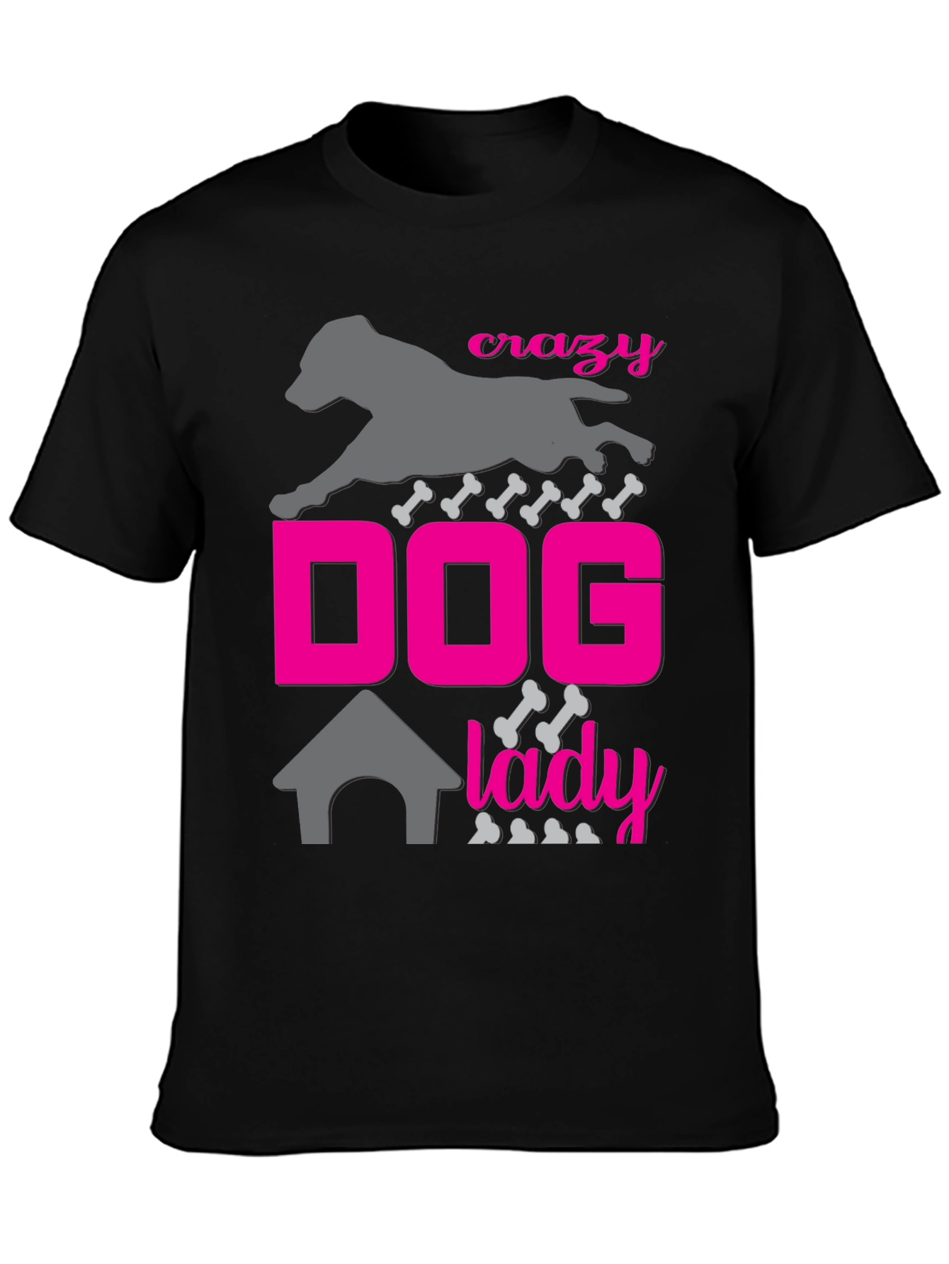 Crazy Dog Lady Graphic Tee - Black
