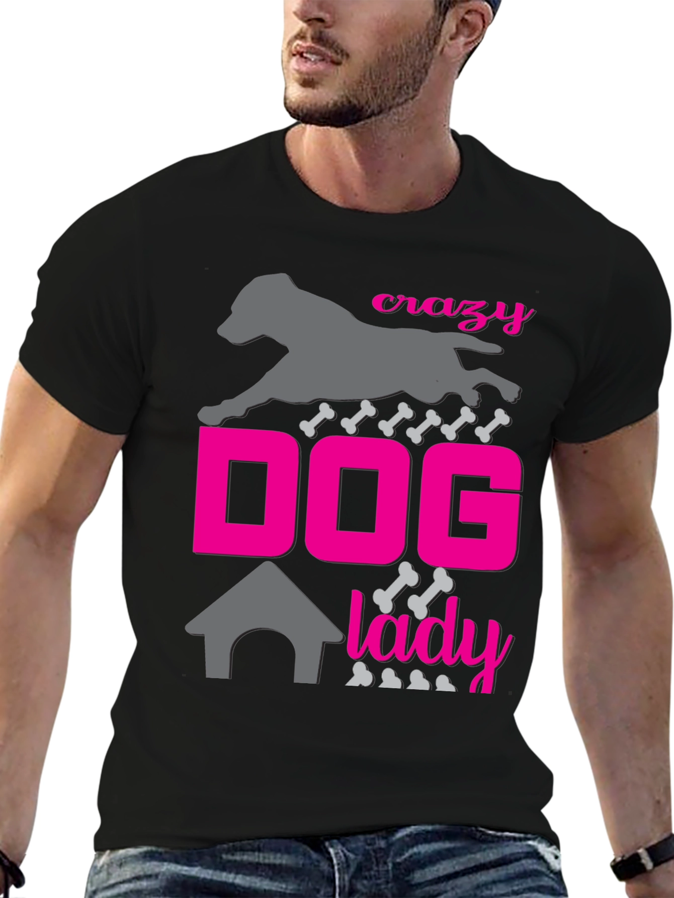 Crazy Dog Lady Graphic Tee - Black