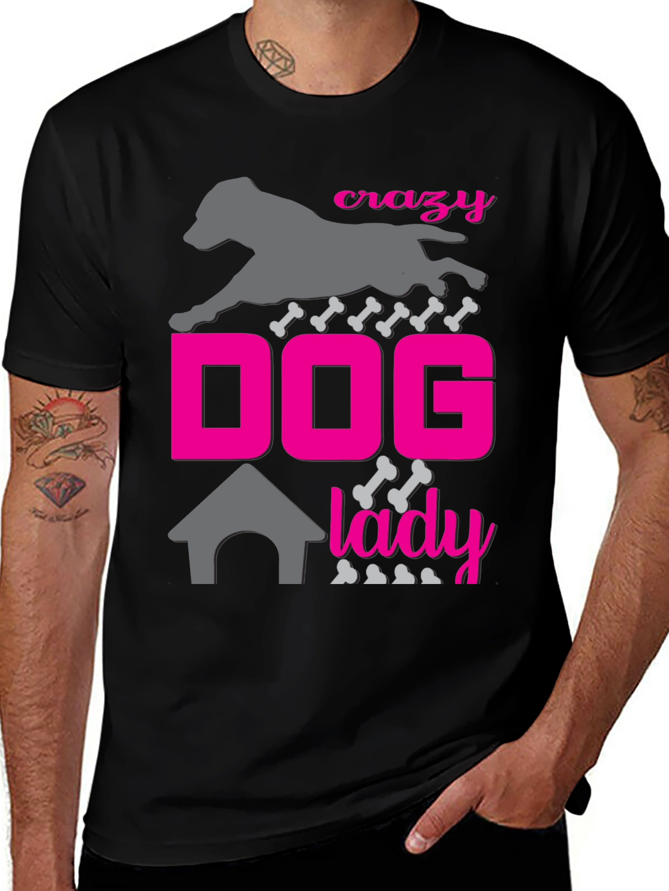 Crazy Dog Lady Graphic Tee - Black