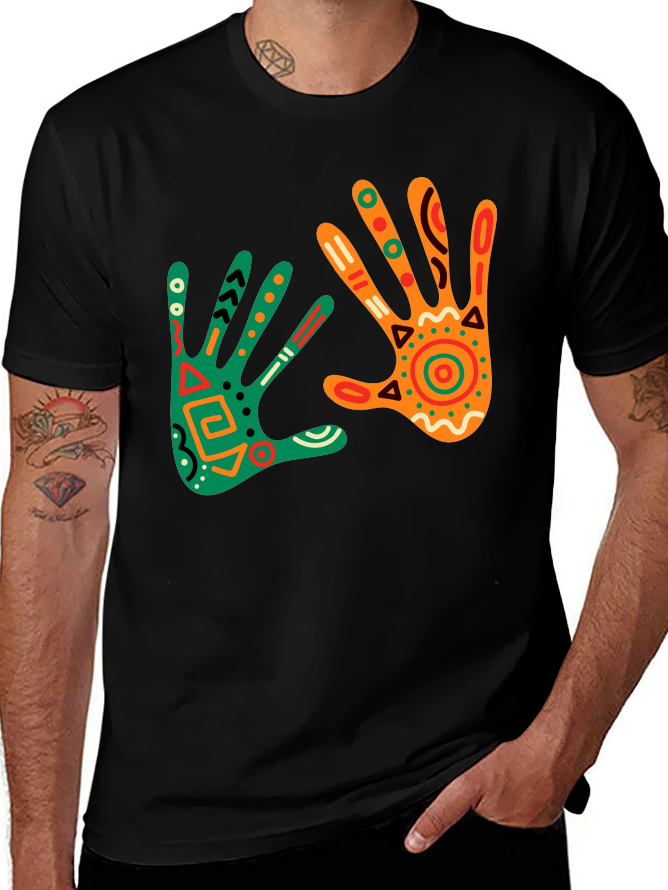 Tribal Hand Print Tee - Unique Design