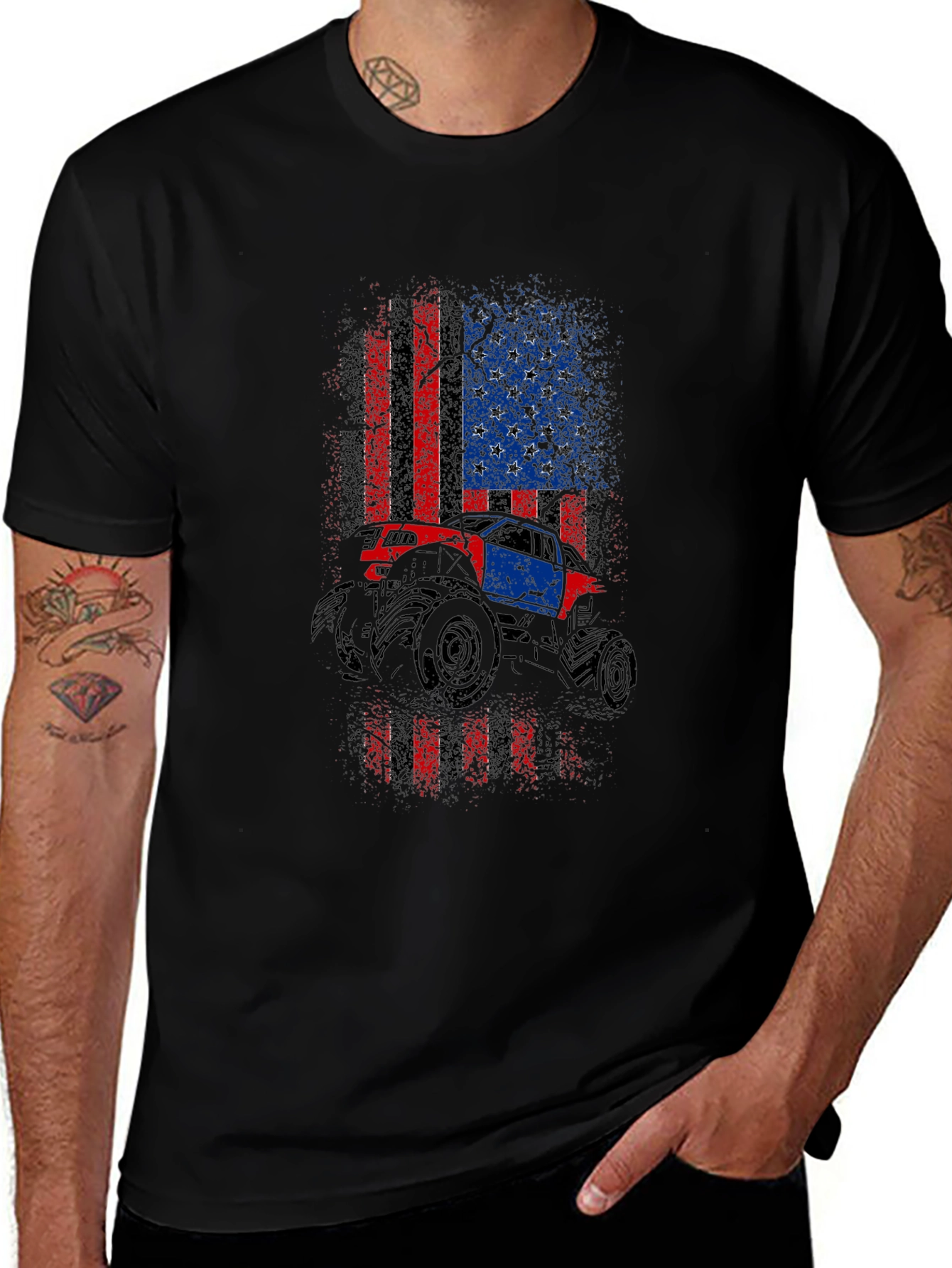 American Flag Monster Truck T-Shirt