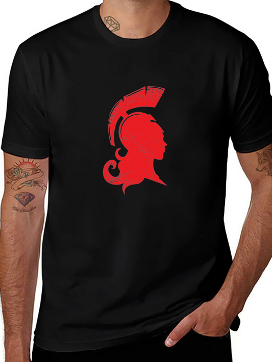 Spartan Warrior Graphic Tee - Black Cotton Blend T-Shirt
