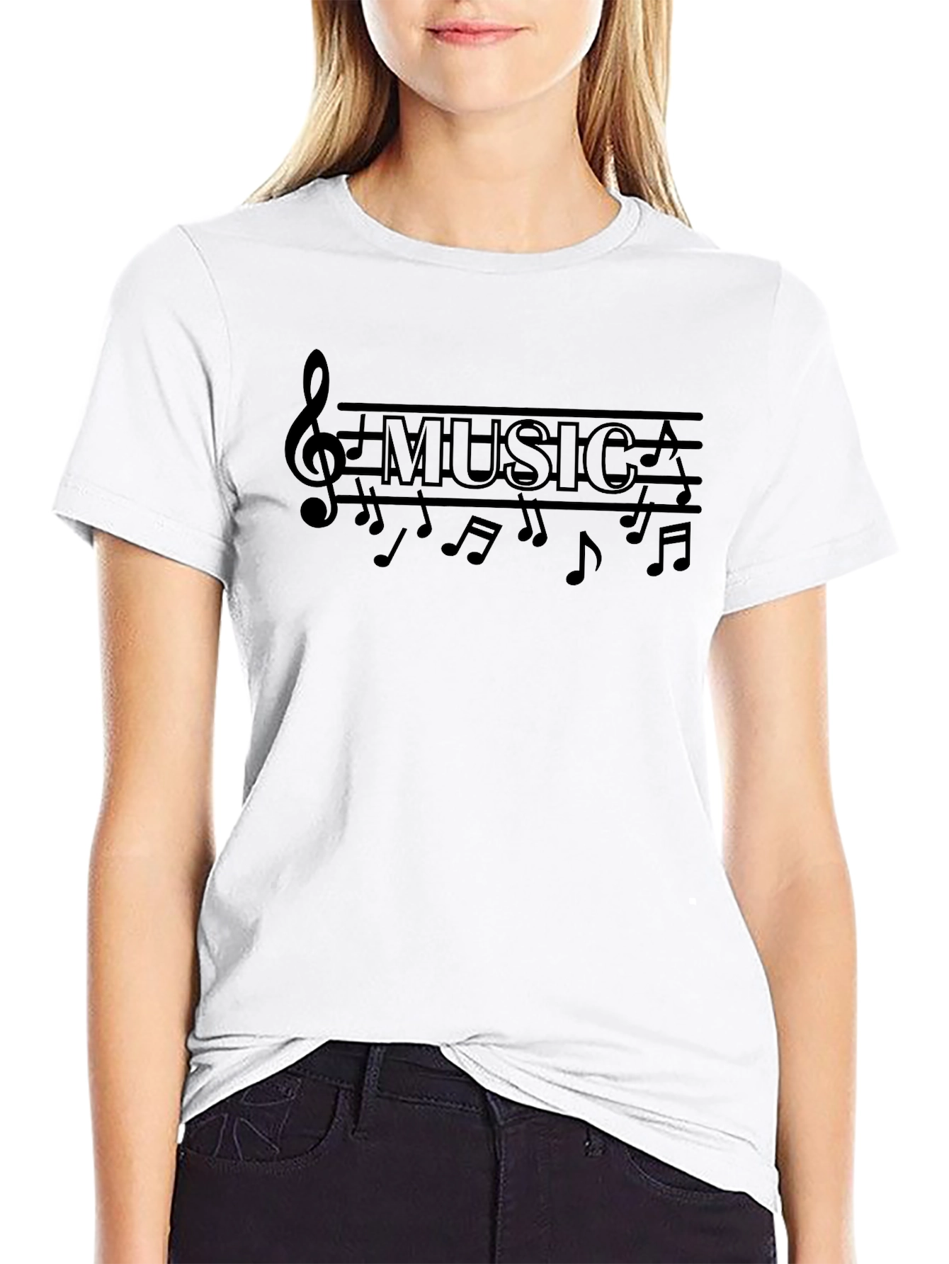 Music Note Graphic Print T-Shirt
