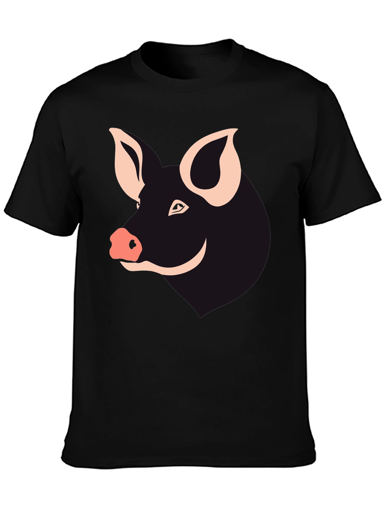 Pig Face Graphic Tee - Black Cotton T-Shirt