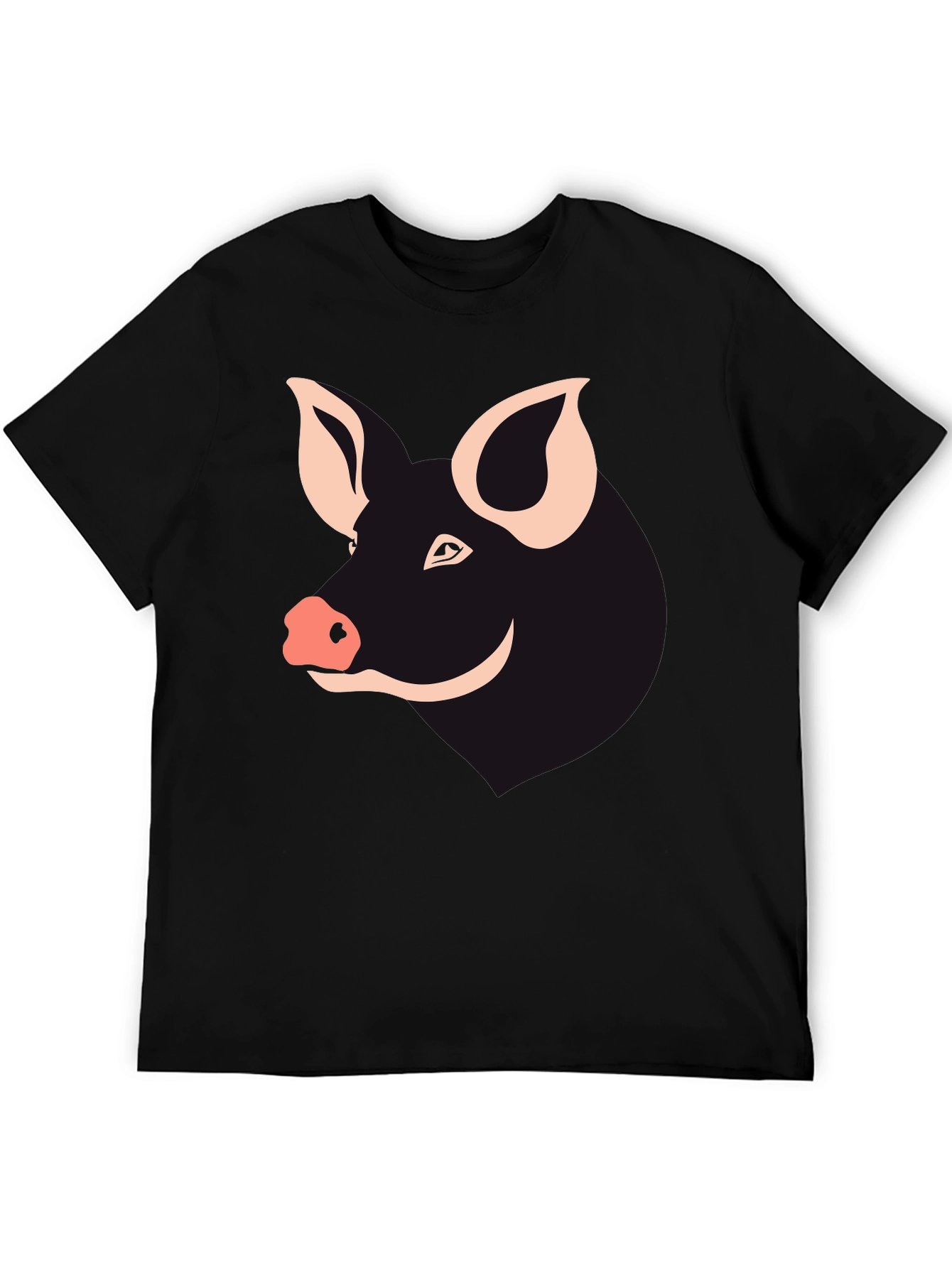 Pig Face Graphic Tee - Black Cotton T-Shirt