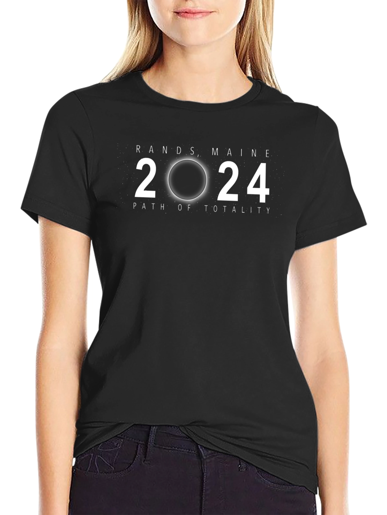 Rands Maine 2024 Path of Totality Black T-Shirt