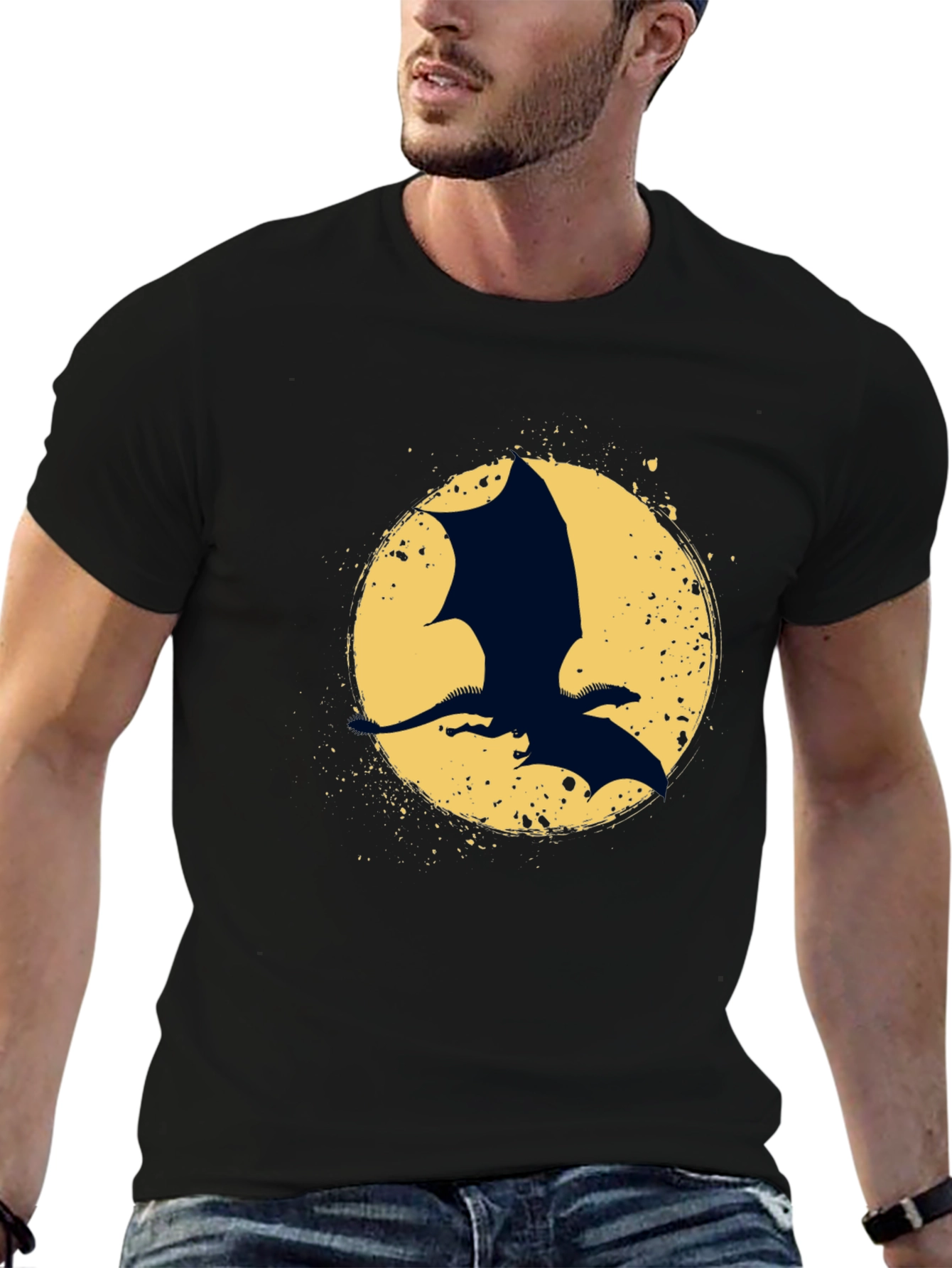 Dragon Silhouette Graphic Tee - Black