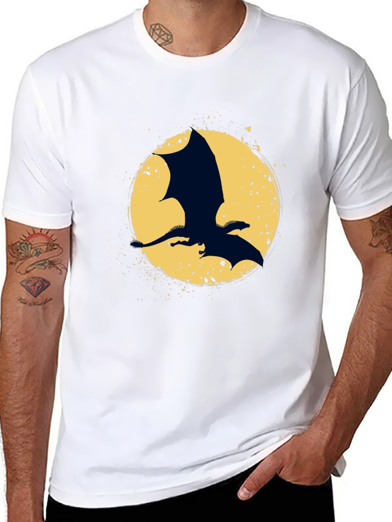 Dragon Silhouette Graphic Tee - Black
