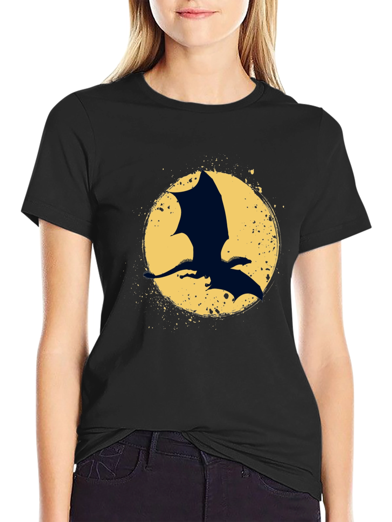 Dragon Silhouette Graphic Tee - Black