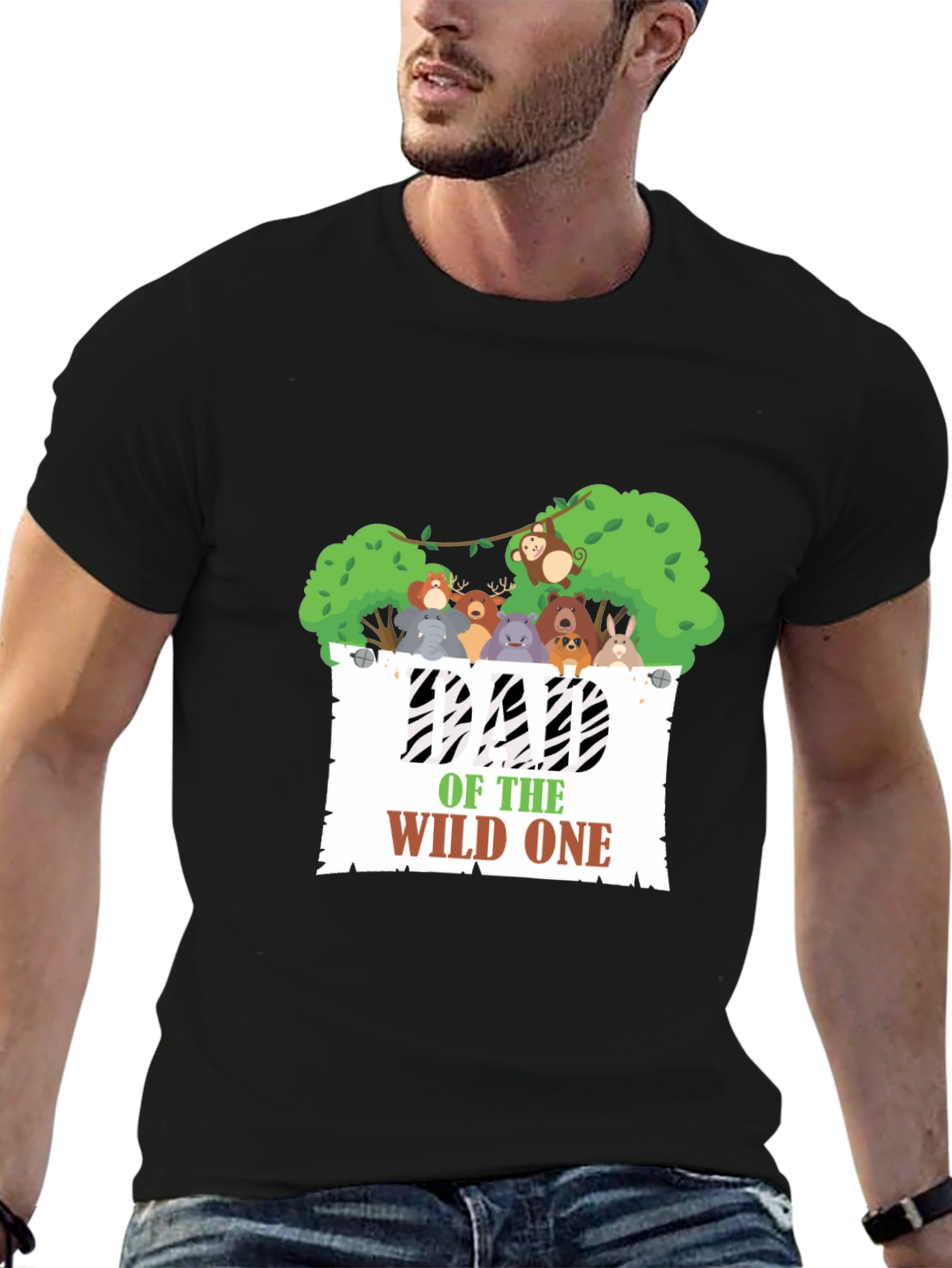 Dad of the Wild One Black Graphic Tee