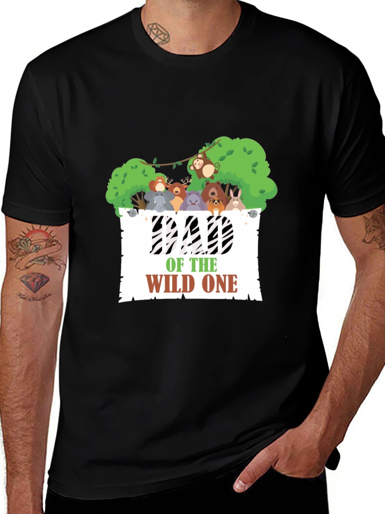 Dad of the Wild One Black Graphic Tee