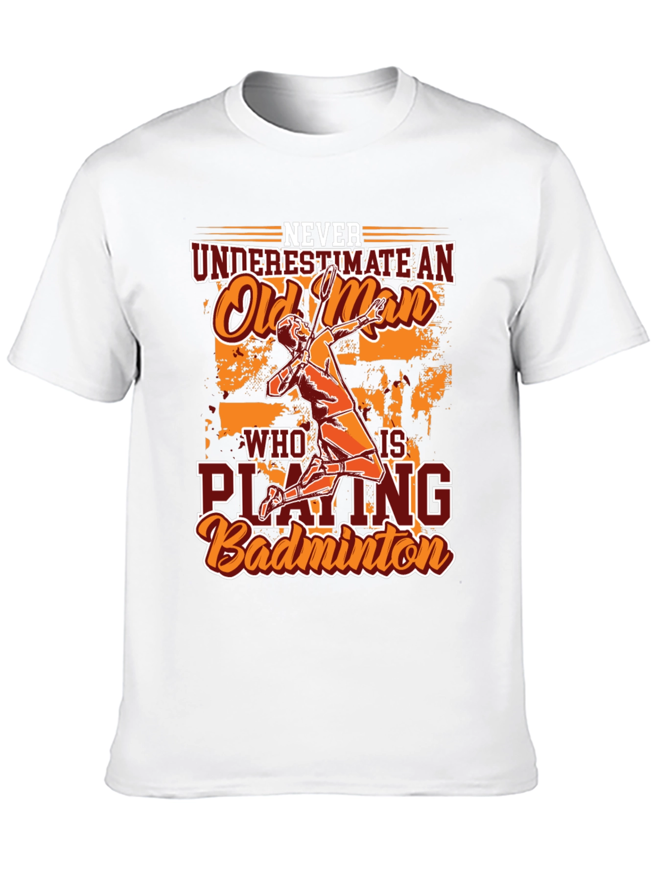 Funny Badminton Old Man Graphic T-Shirt