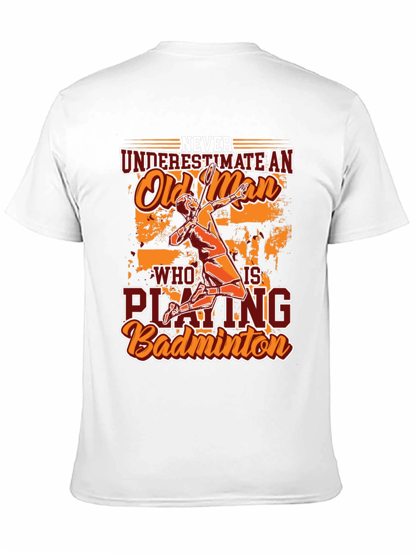 Funny Badminton Old Man Graphic T-Shirt