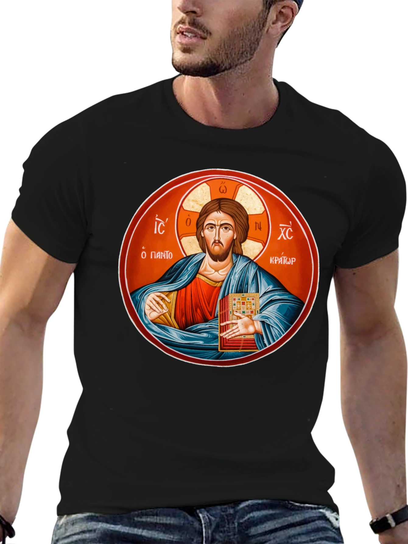 Jesus Christ Pantocrator Black T-Shirt