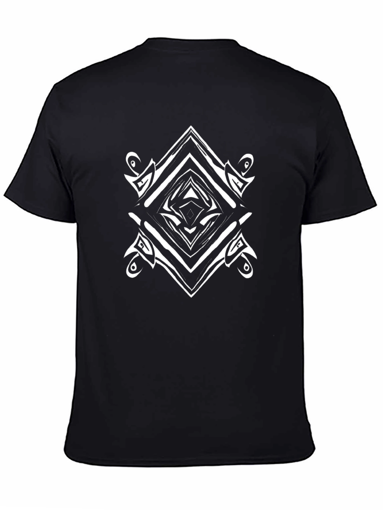 Geometric Graphic Tee - Black Cotton Blend