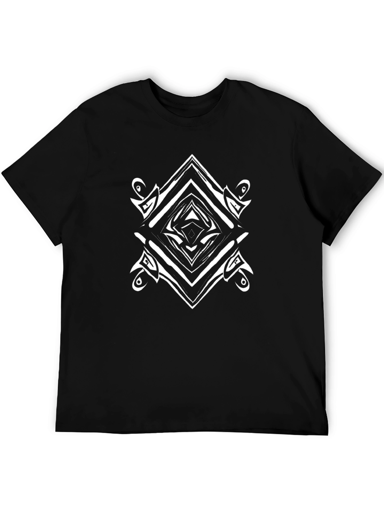 Geometric Graphic Tee - Black Cotton Blend