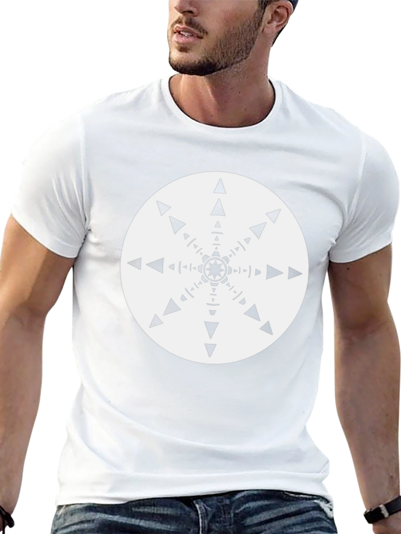 Geometric Starburst Graphic Tee - Black