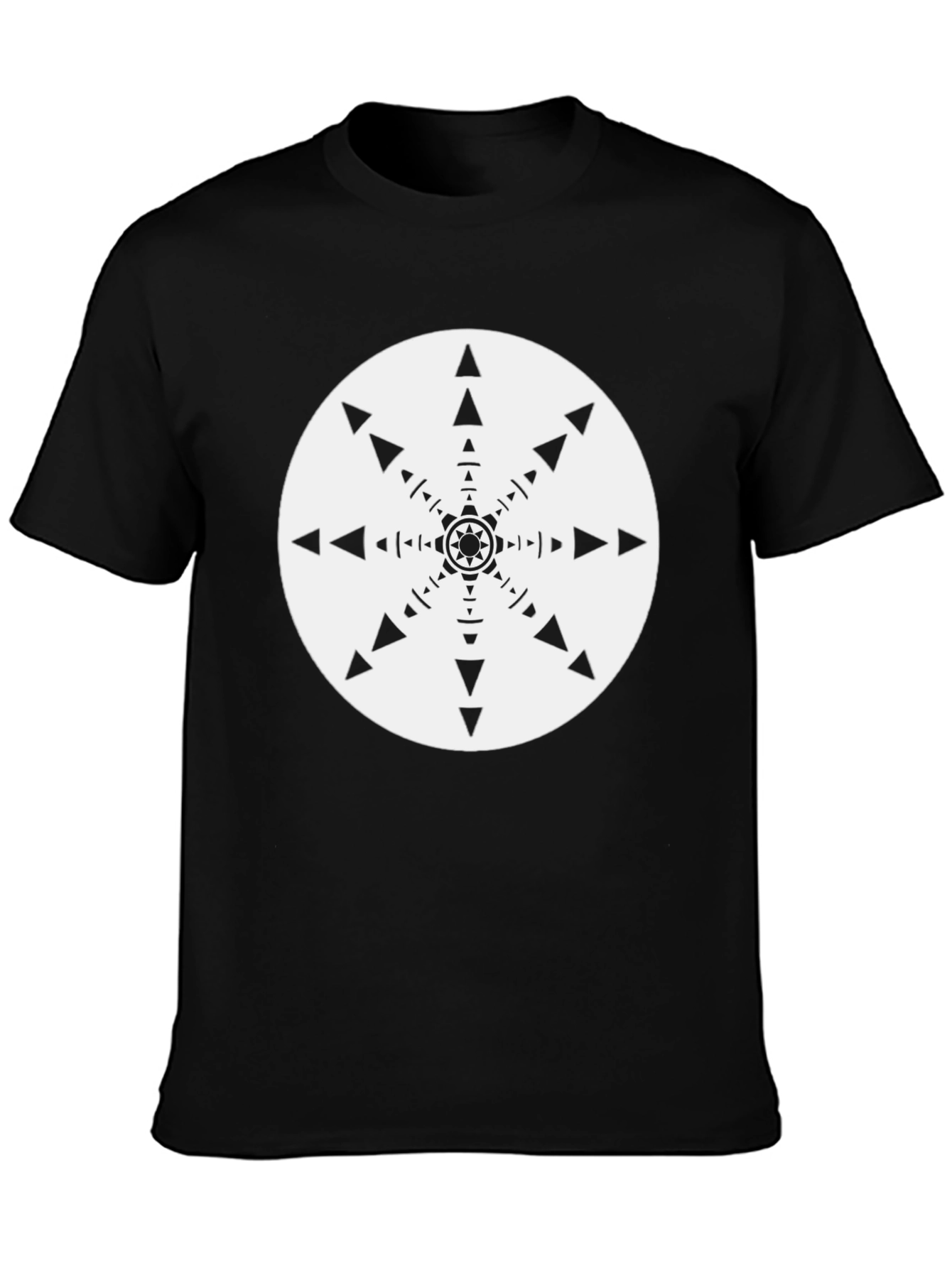 Geometric Starburst Graphic Tee - Black