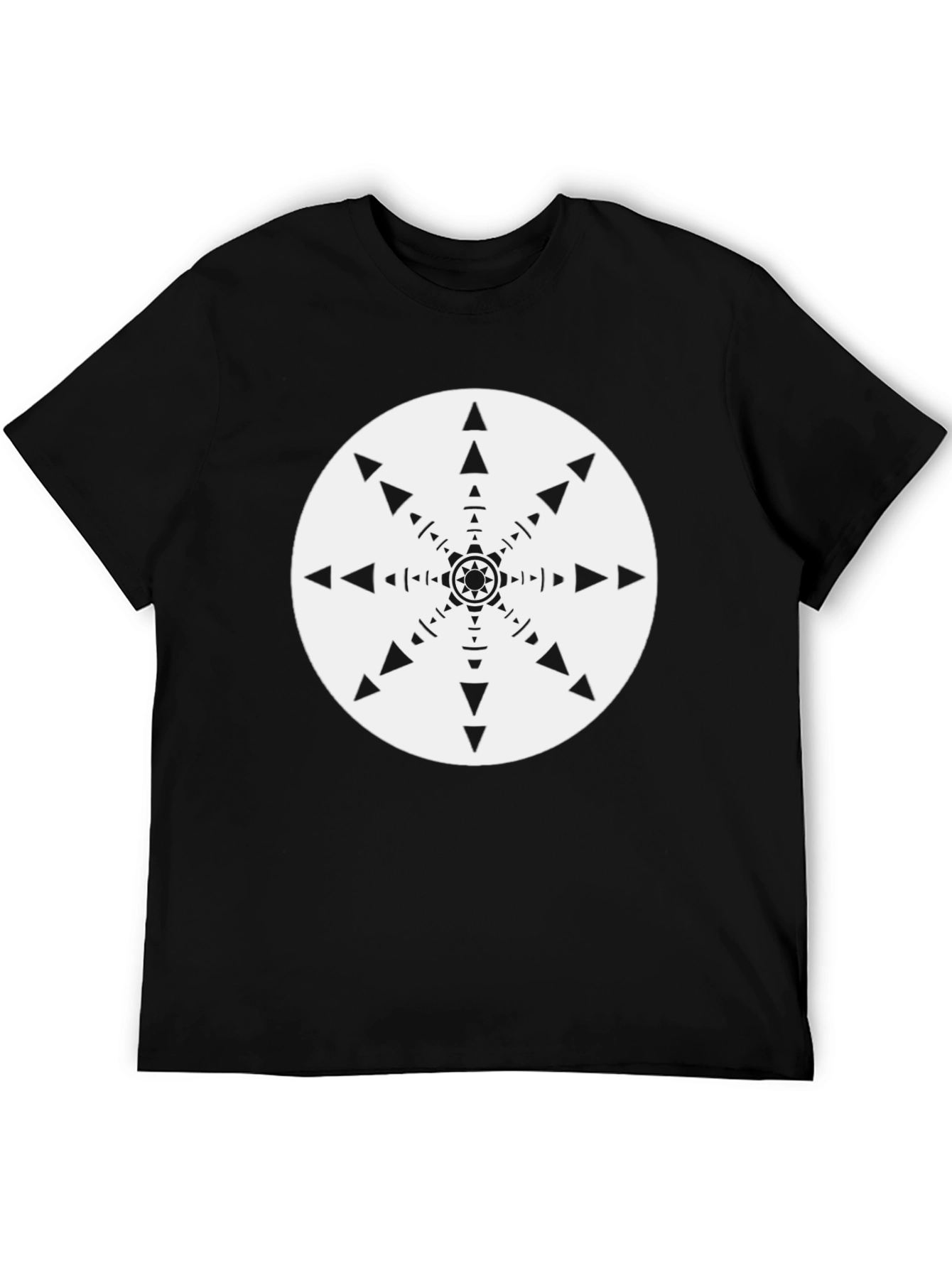 Geometric Starburst Graphic Tee - Black