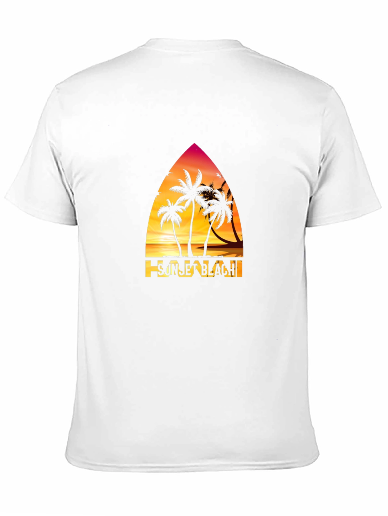 Sunset Beach Graphic T-Shirt Palm Tree Design