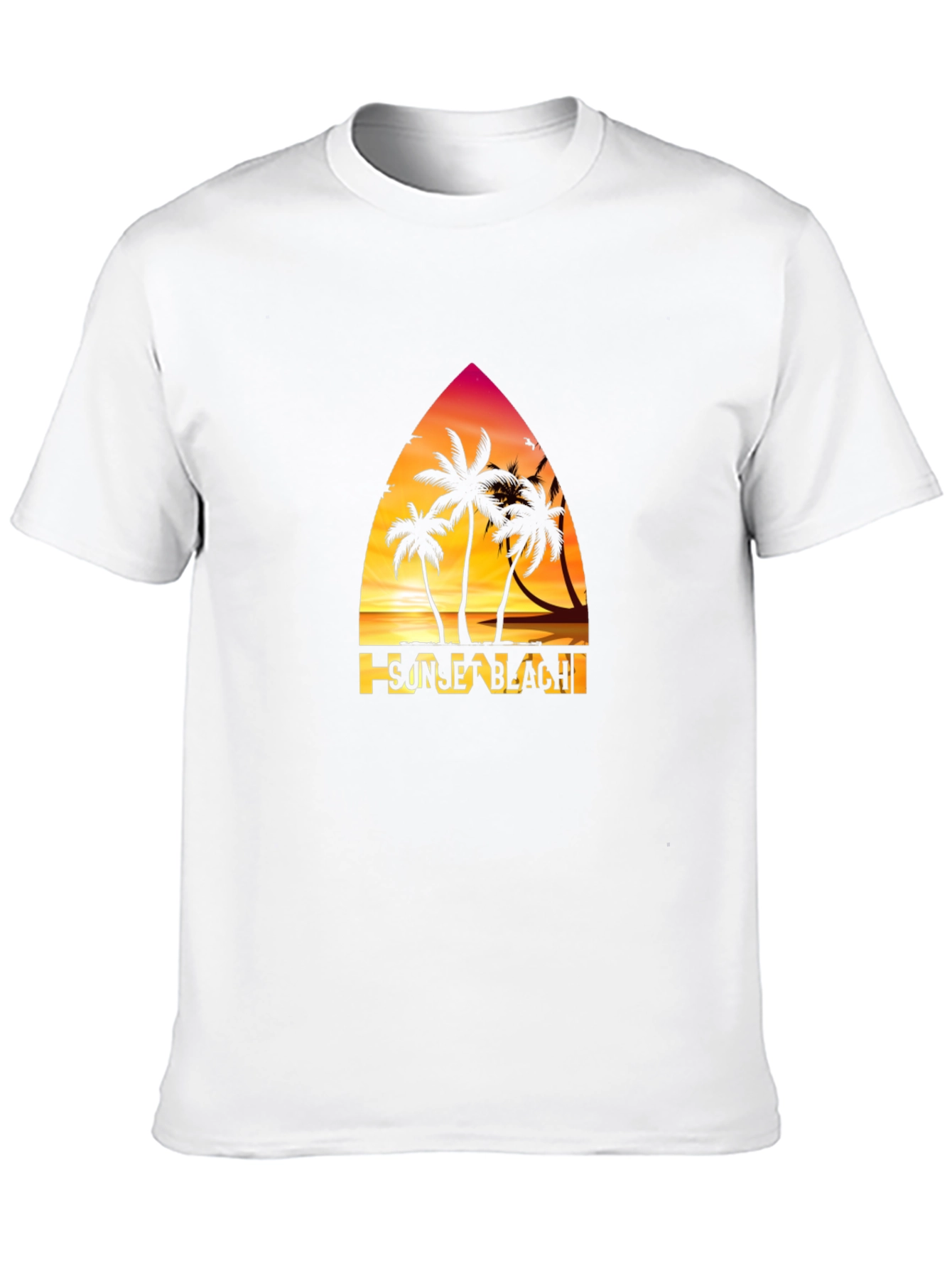 Sunset Beach Graphic T-Shirt Palm Tree Design