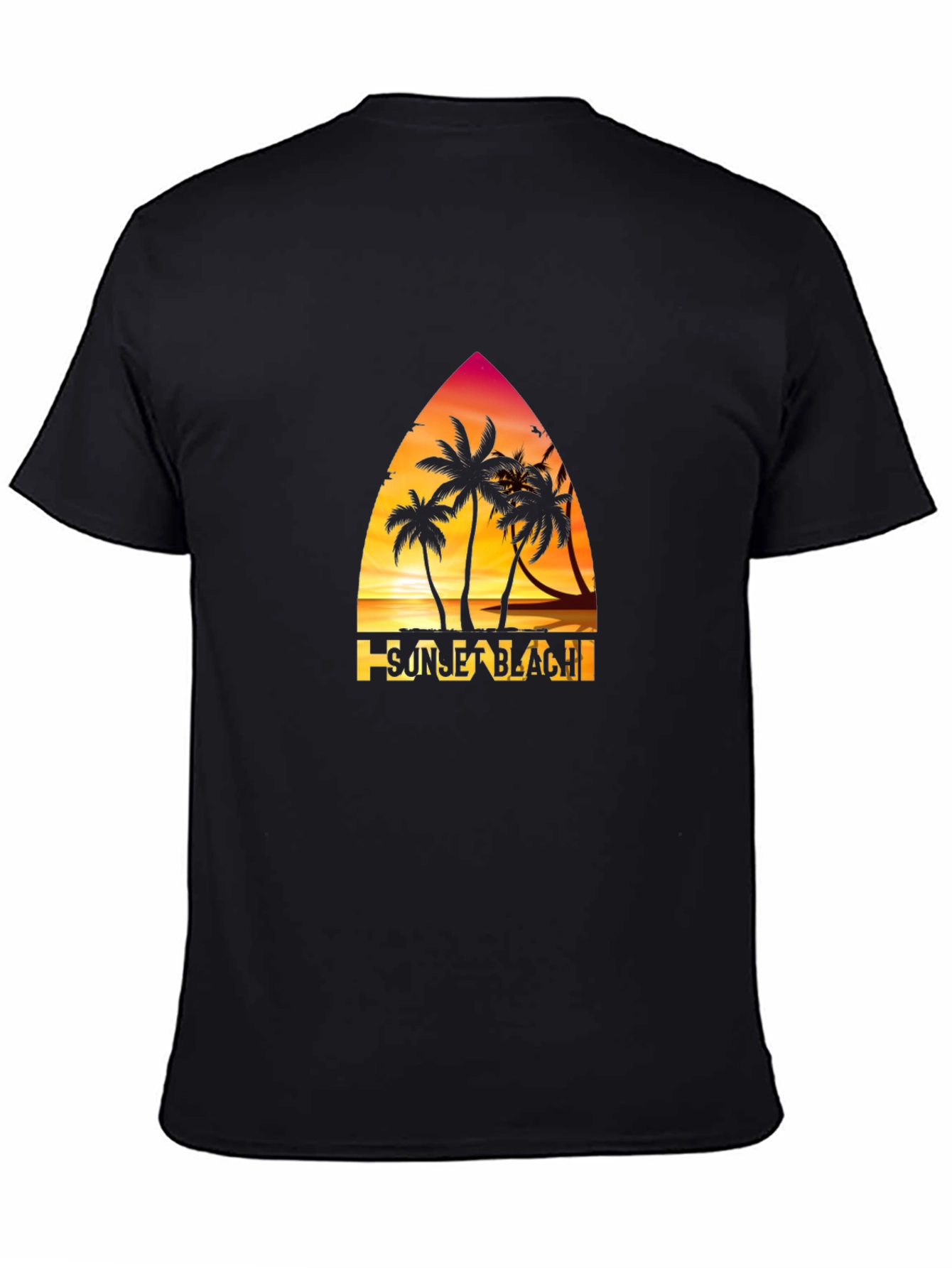 Sunset Beach Graphic T-Shirt Palm Tree Design