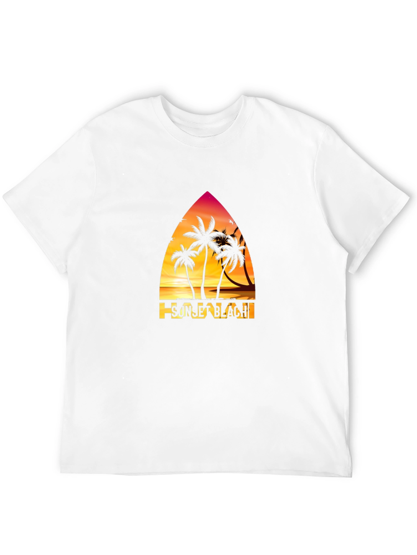 Sunset Beach Graphic T-Shirt Palm Tree Design