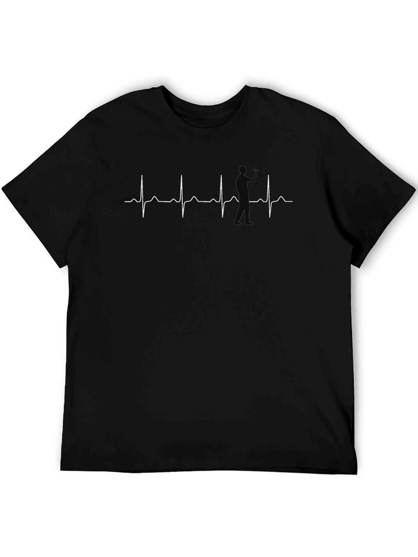 Golfer Heartbeat Graphic Tee - Black Cotton
