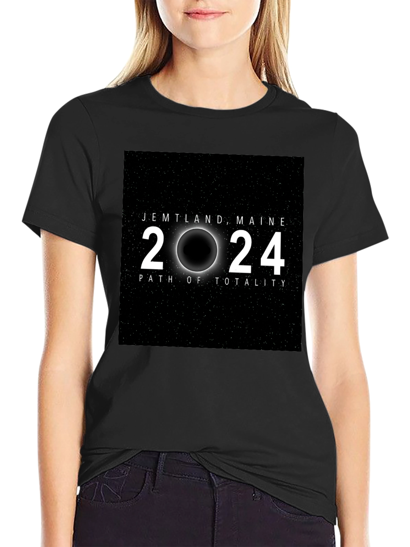 Jemtland Maine 2024 Path of Totality Black T-Shirt