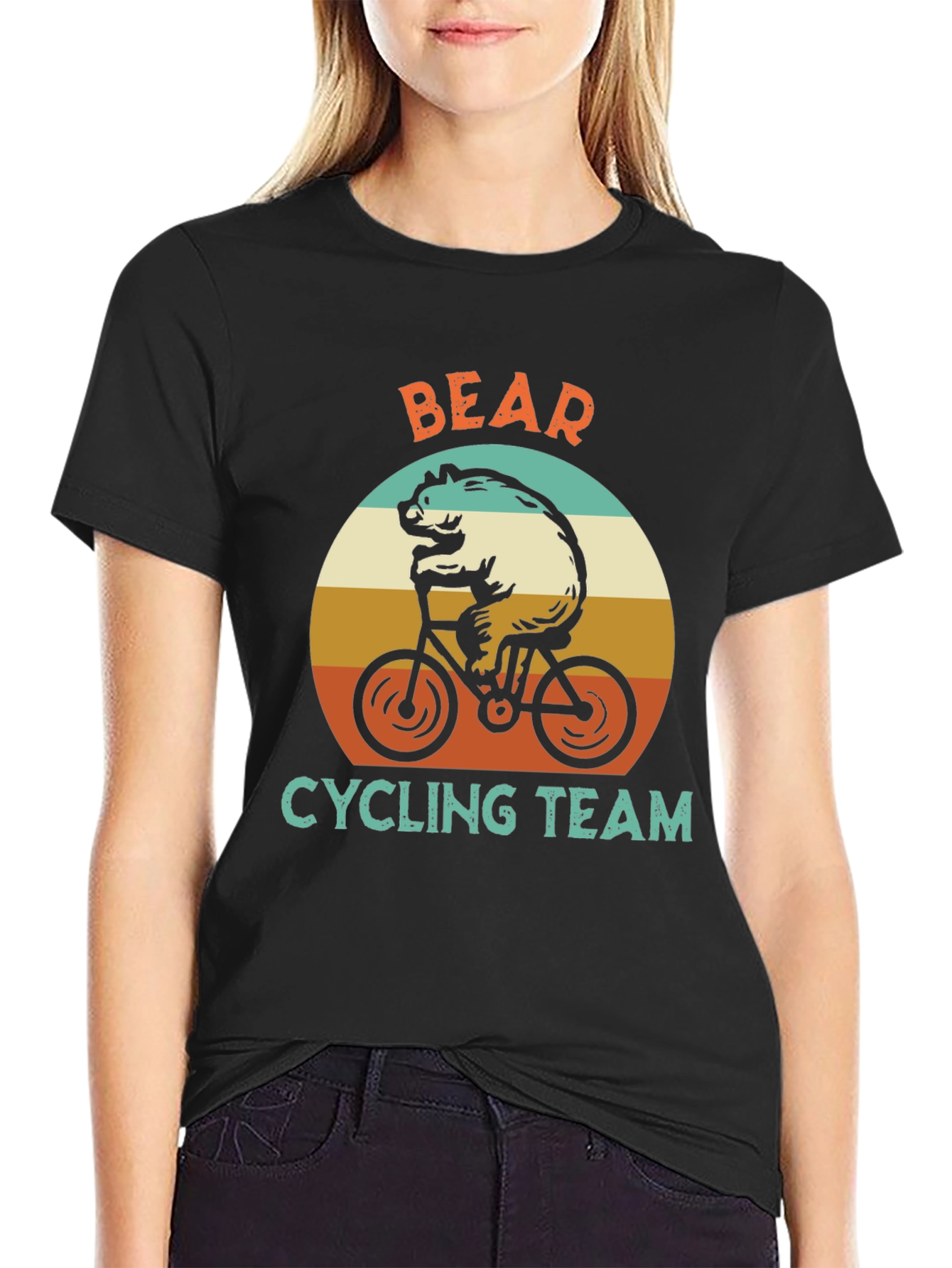 Bear Cycling Team Graphic T-Shirt - Retro Style