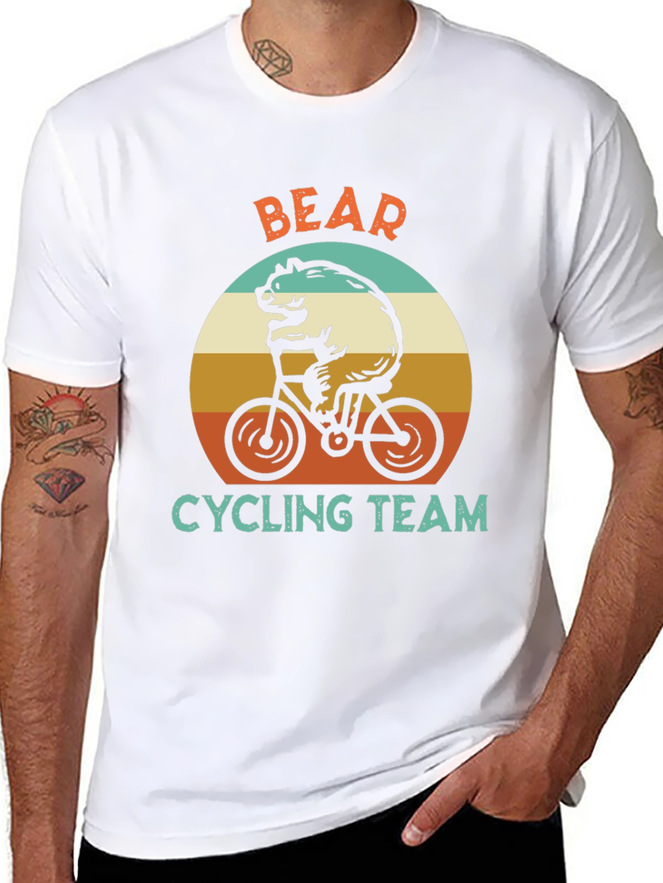 Bear Cycling Team Graphic T-Shirt - Retro Style