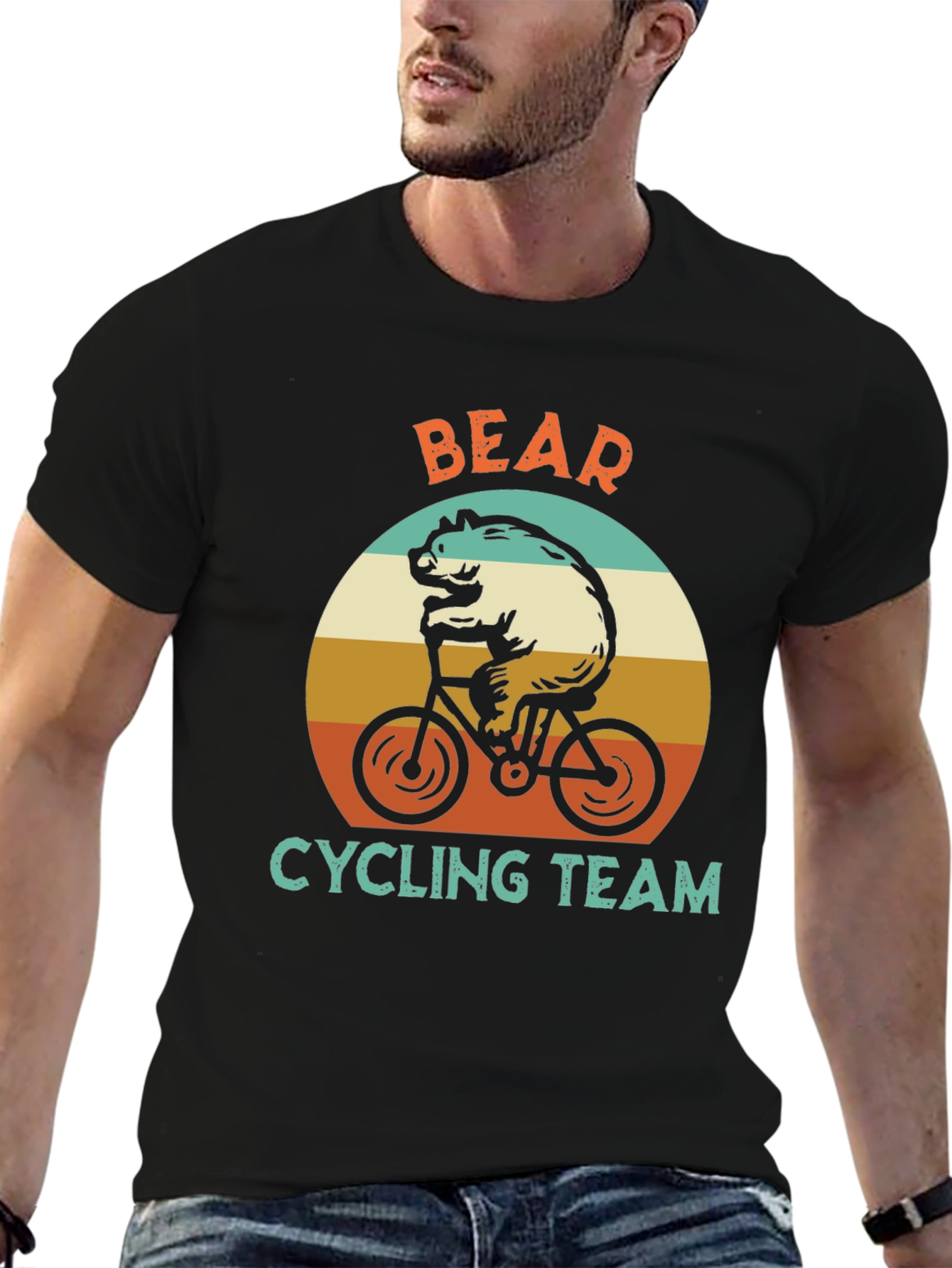 Bear Cycling Team Graphic T-Shirt - Retro Style