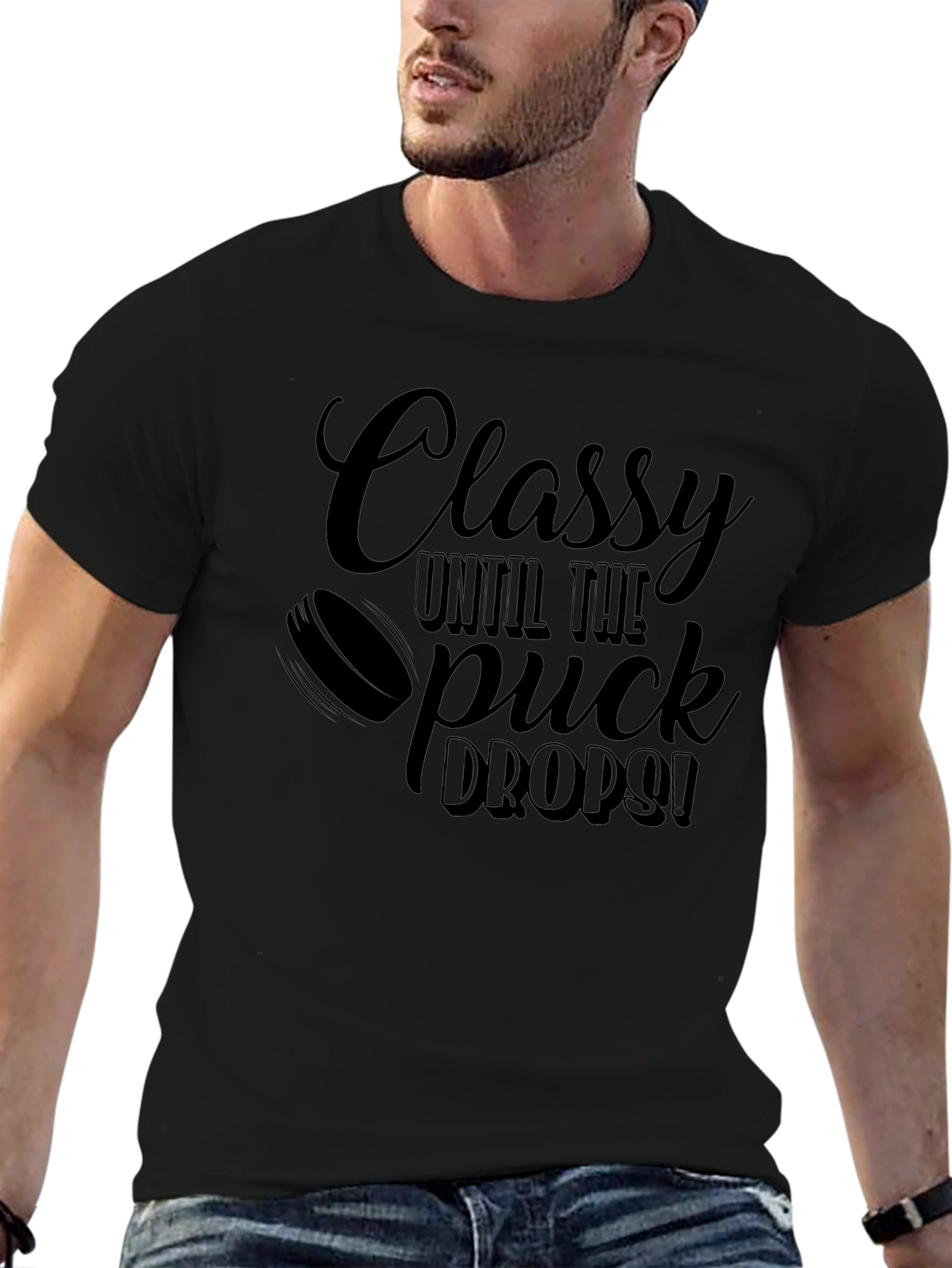 Classy Hockey Fan Black T-Shirt