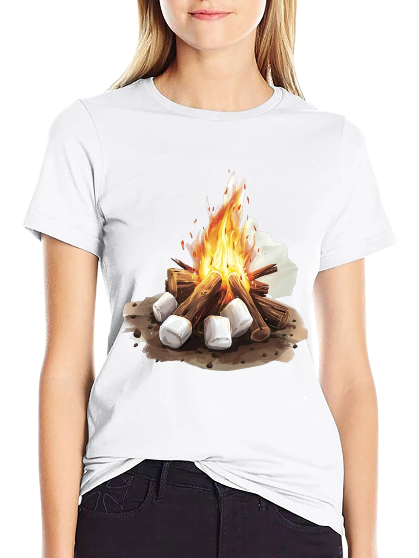 Campfire Marshmallow Graphic Tee - Black