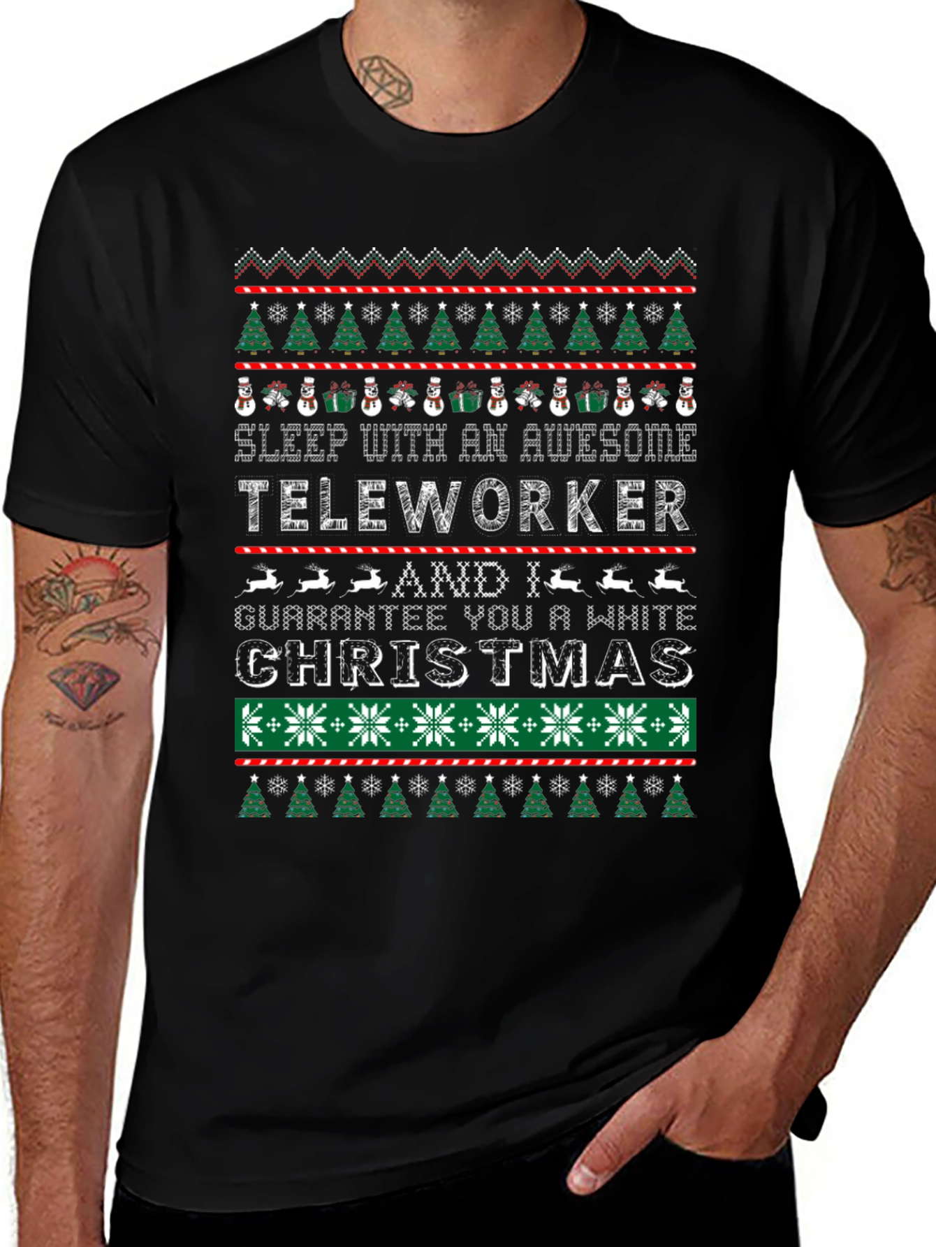 Awesome Teleworker Ugly Christmas T-Shirt