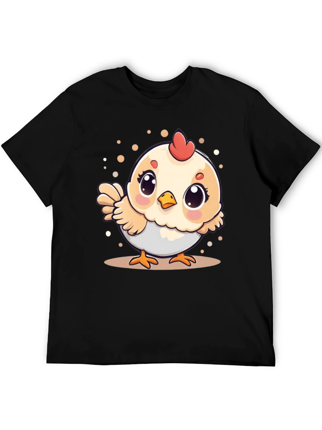 Cute Chicken Graphic Tee - Black Cotton T-Shirt