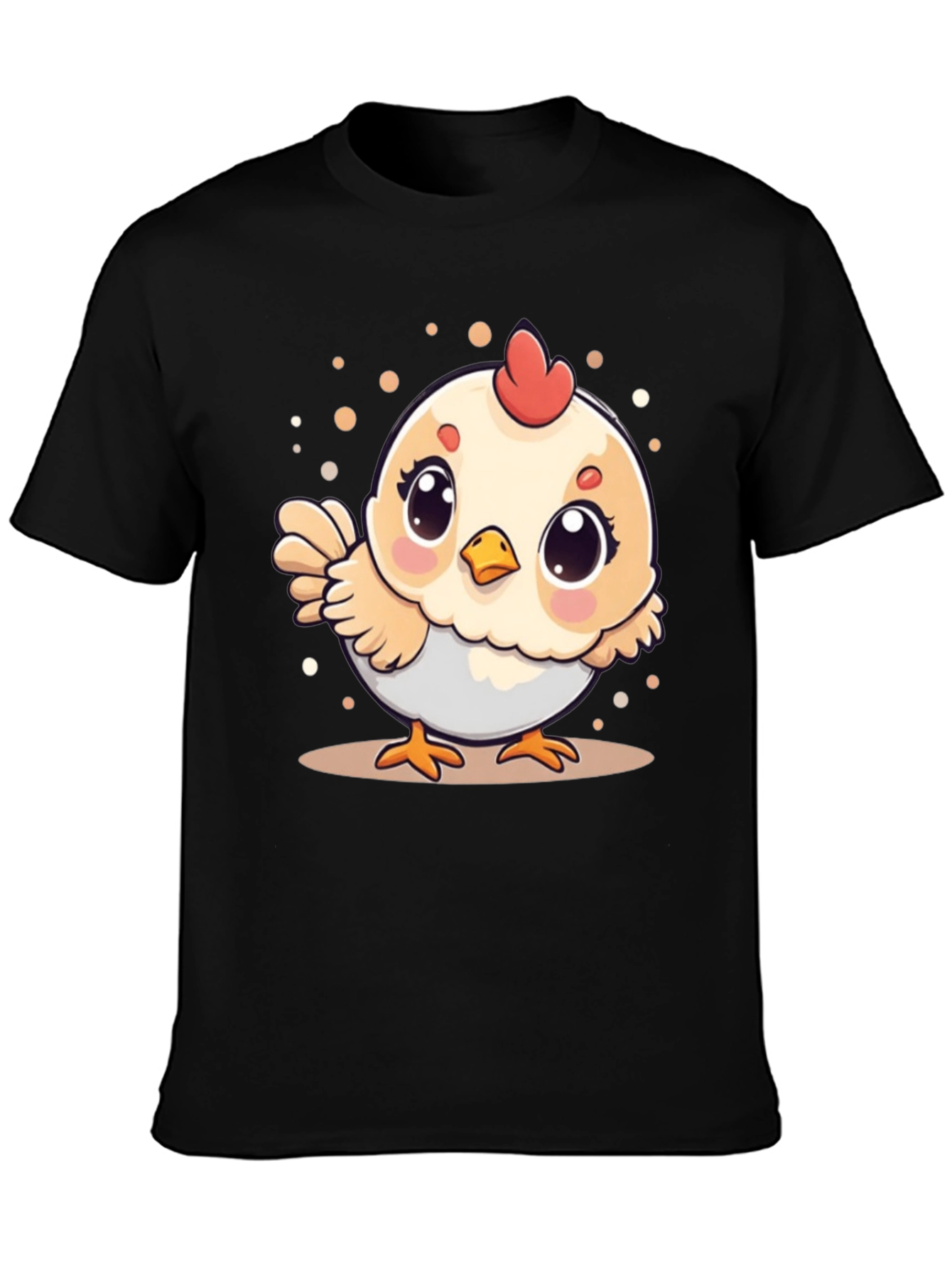 Cute Chicken Graphic Tee - Black Cotton T-Shirt