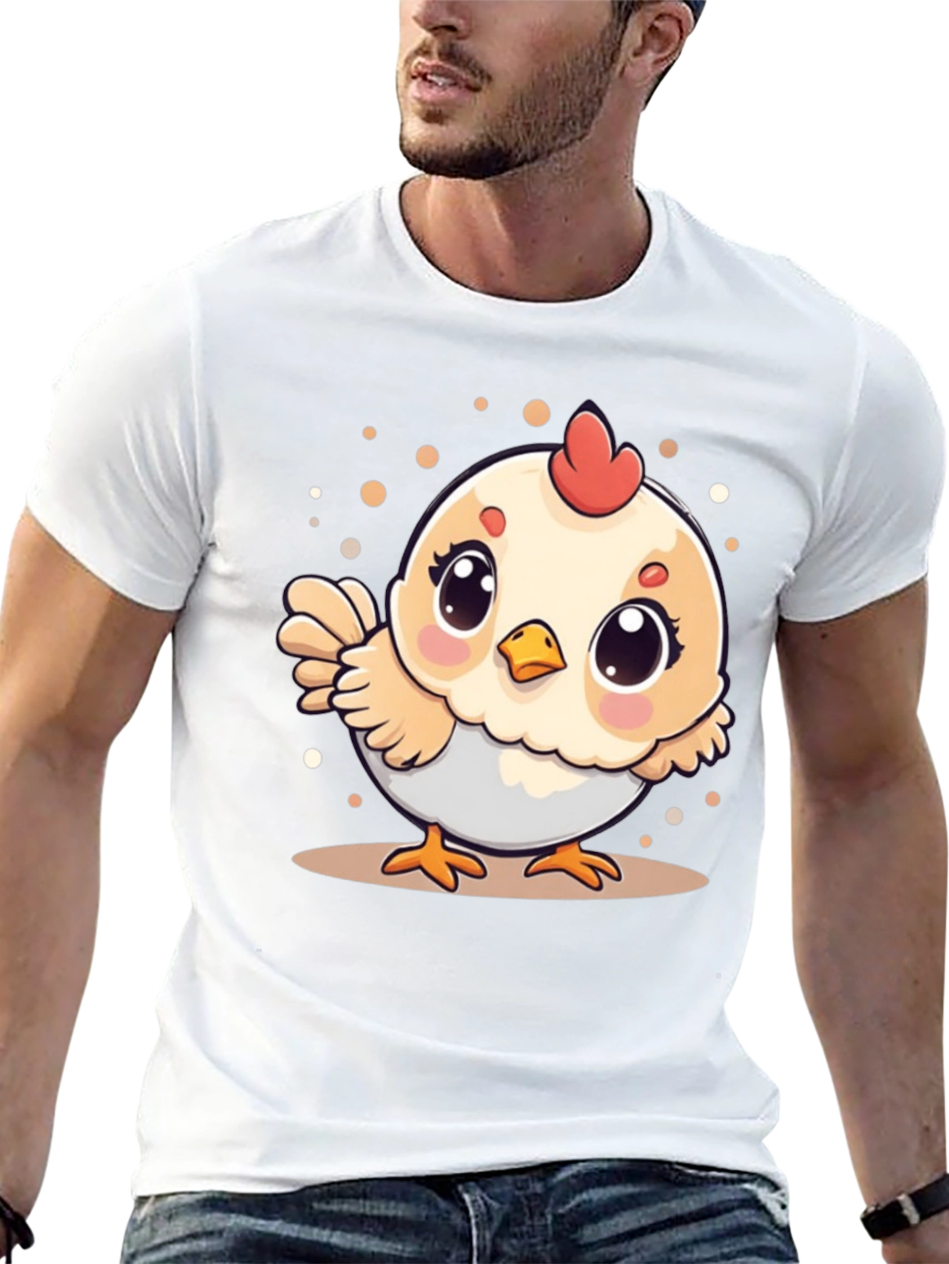 Cute Chicken Graphic Tee - Black Cotton T-Shirt