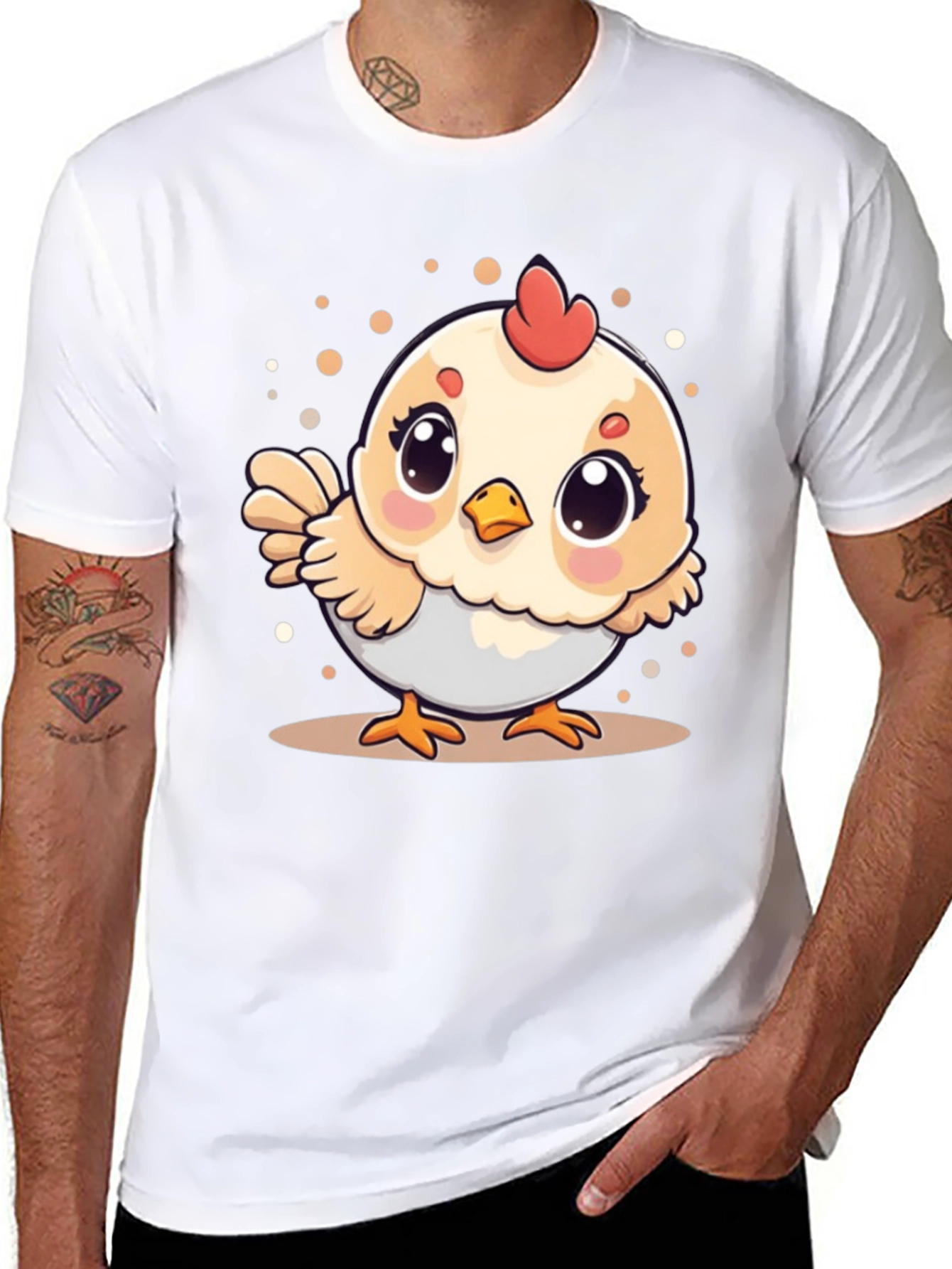 Cute Chicken Graphic Tee - Black Cotton T-Shirt