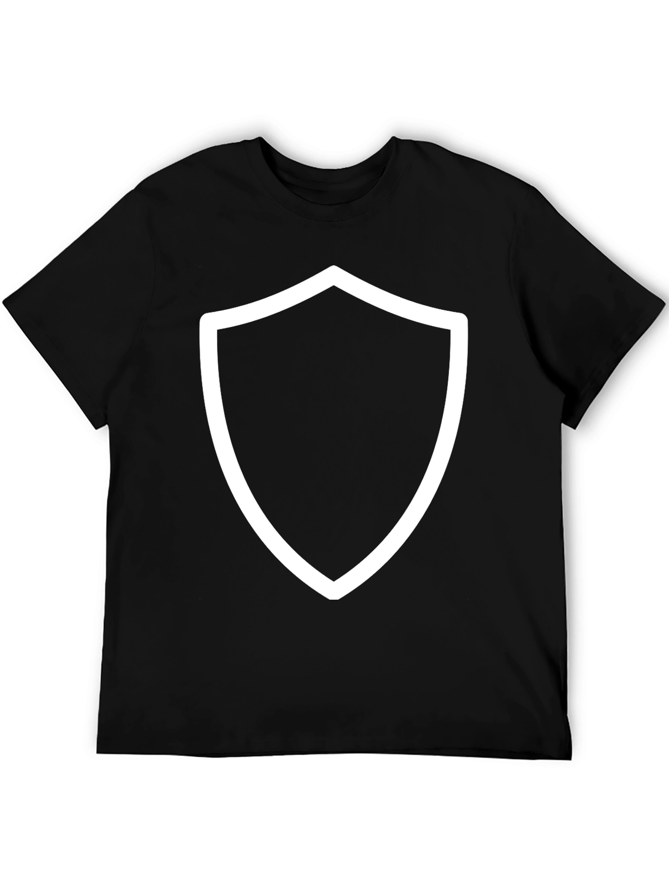 Black Tee with White Shield Graphic