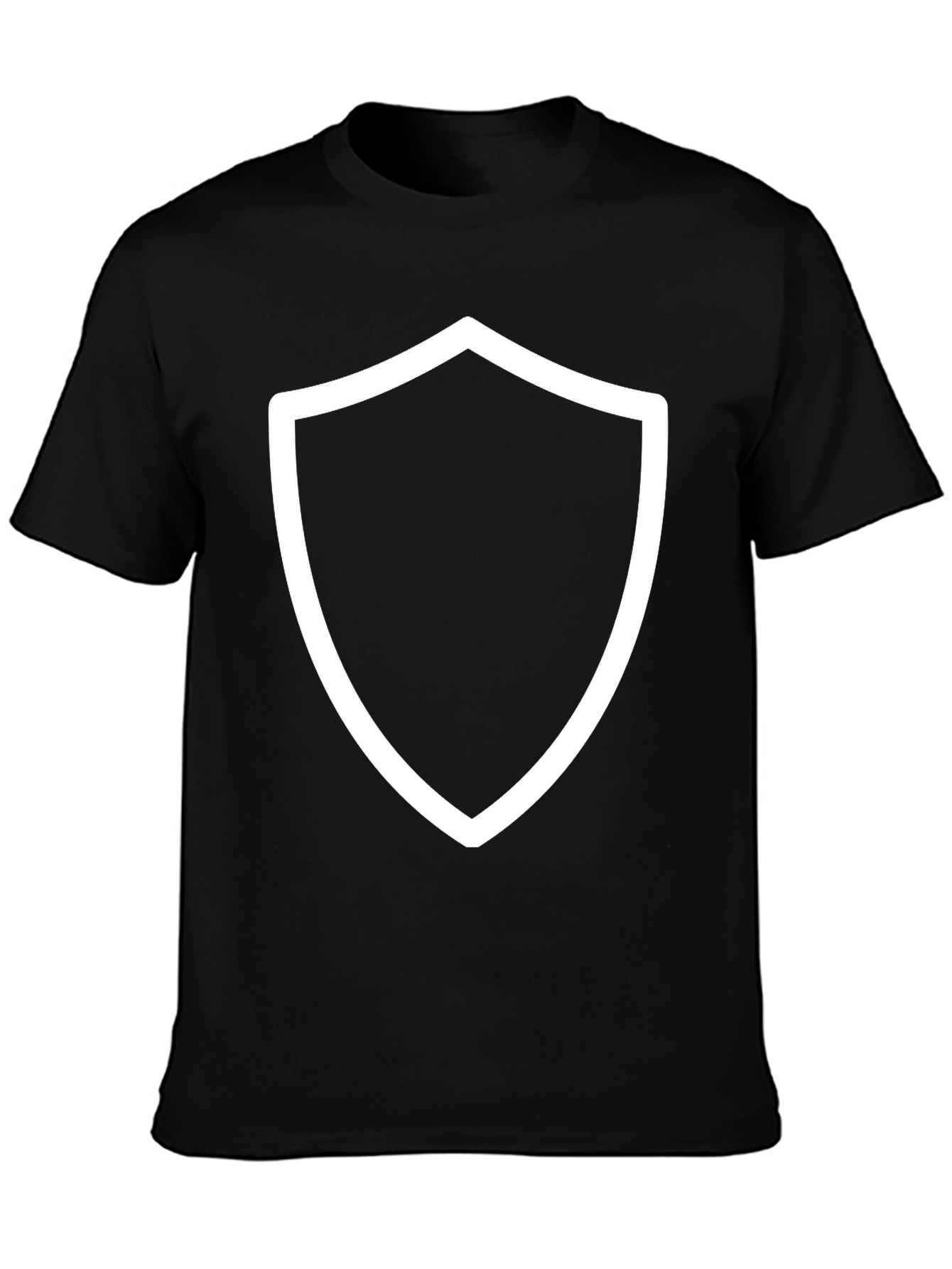 Black Tee with White Shield Graphic