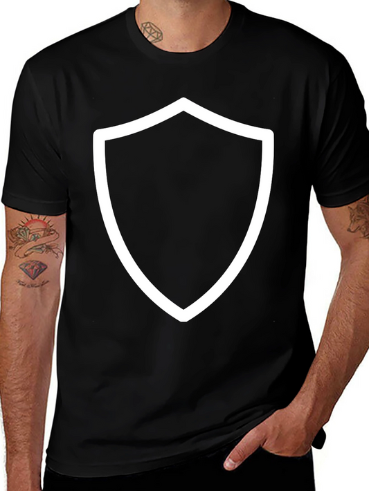 Black Tee with White Shield Graphic