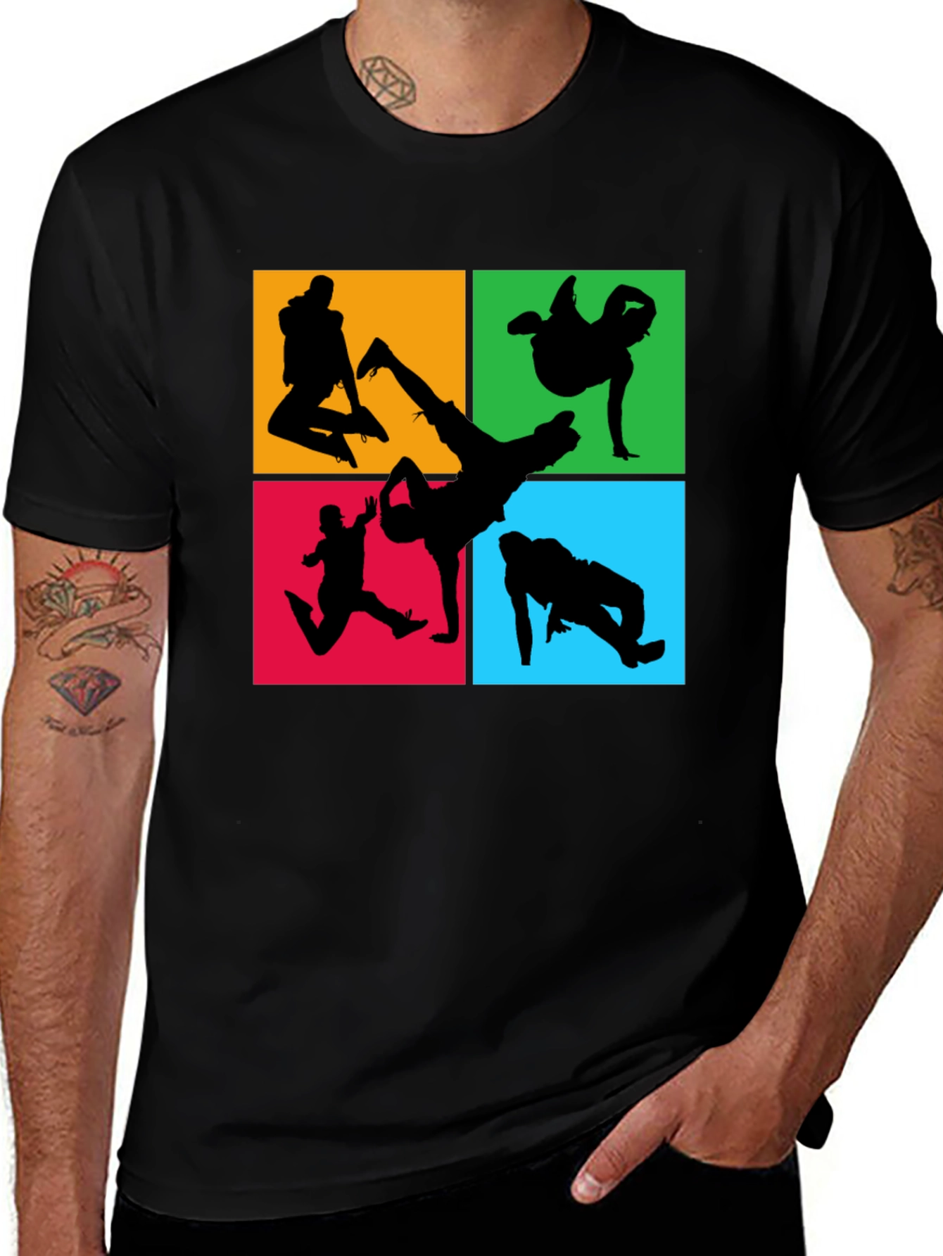 Breakdance Silhouette Graphic Tee - Black Cotton