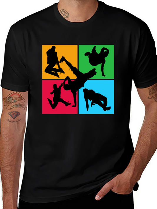 Breakdance Silhouette Graphic Tee - Black Cotton